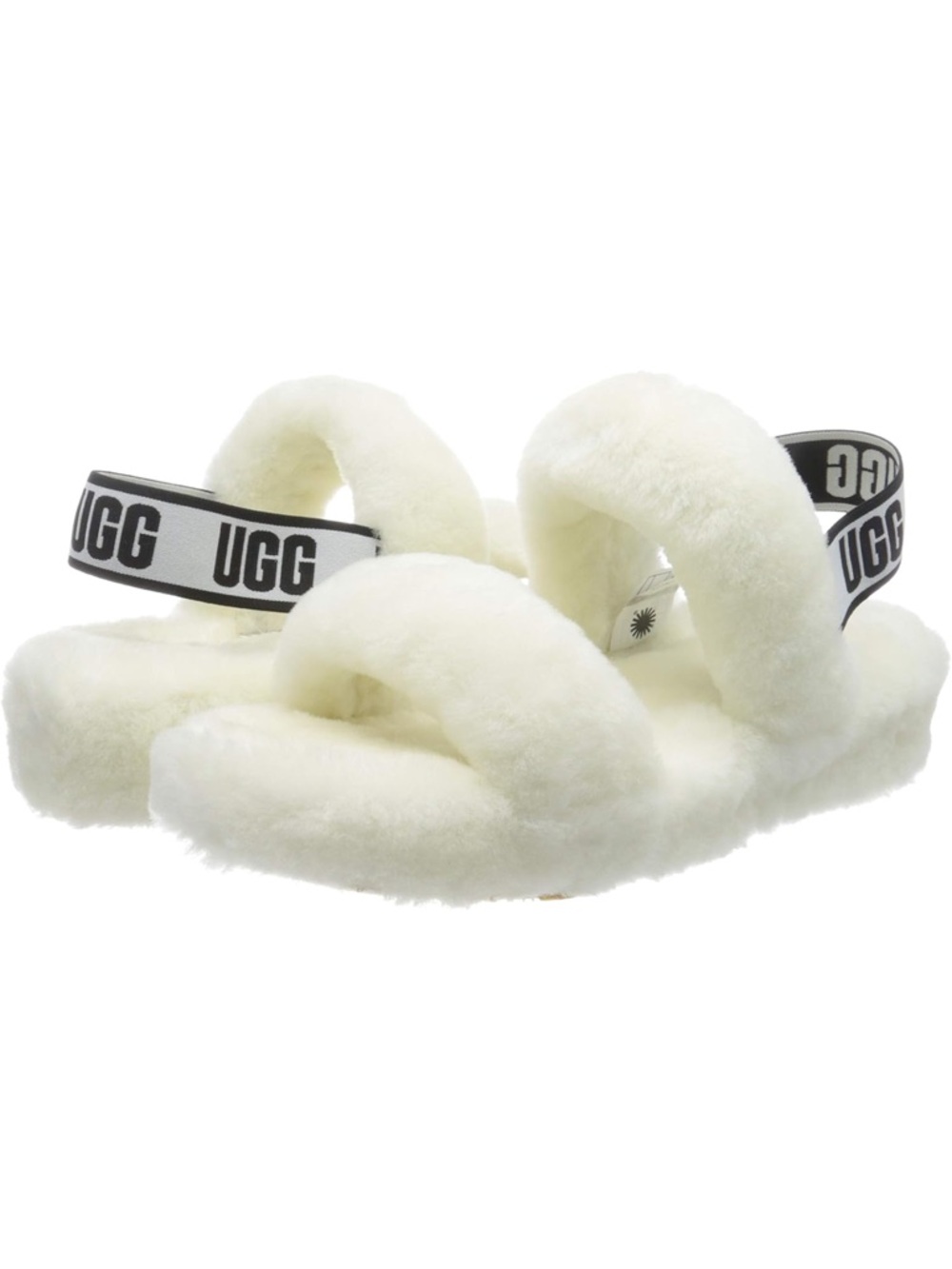UGG Cream Shearling Double-Band Slide with Branded Heel Strap